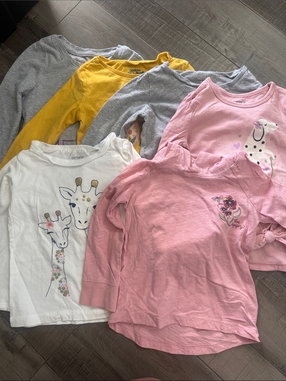Carter's Girls' Long-Sleeve Pink Floral & Animal Graphic Tops - Multi Pack